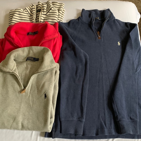 Ralph Lauren Other - 4 Ralph Lauren 1/4 zip sweaters.  navy/cream stripe, gray, melon and navy.